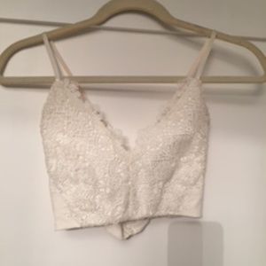 White lace crop top